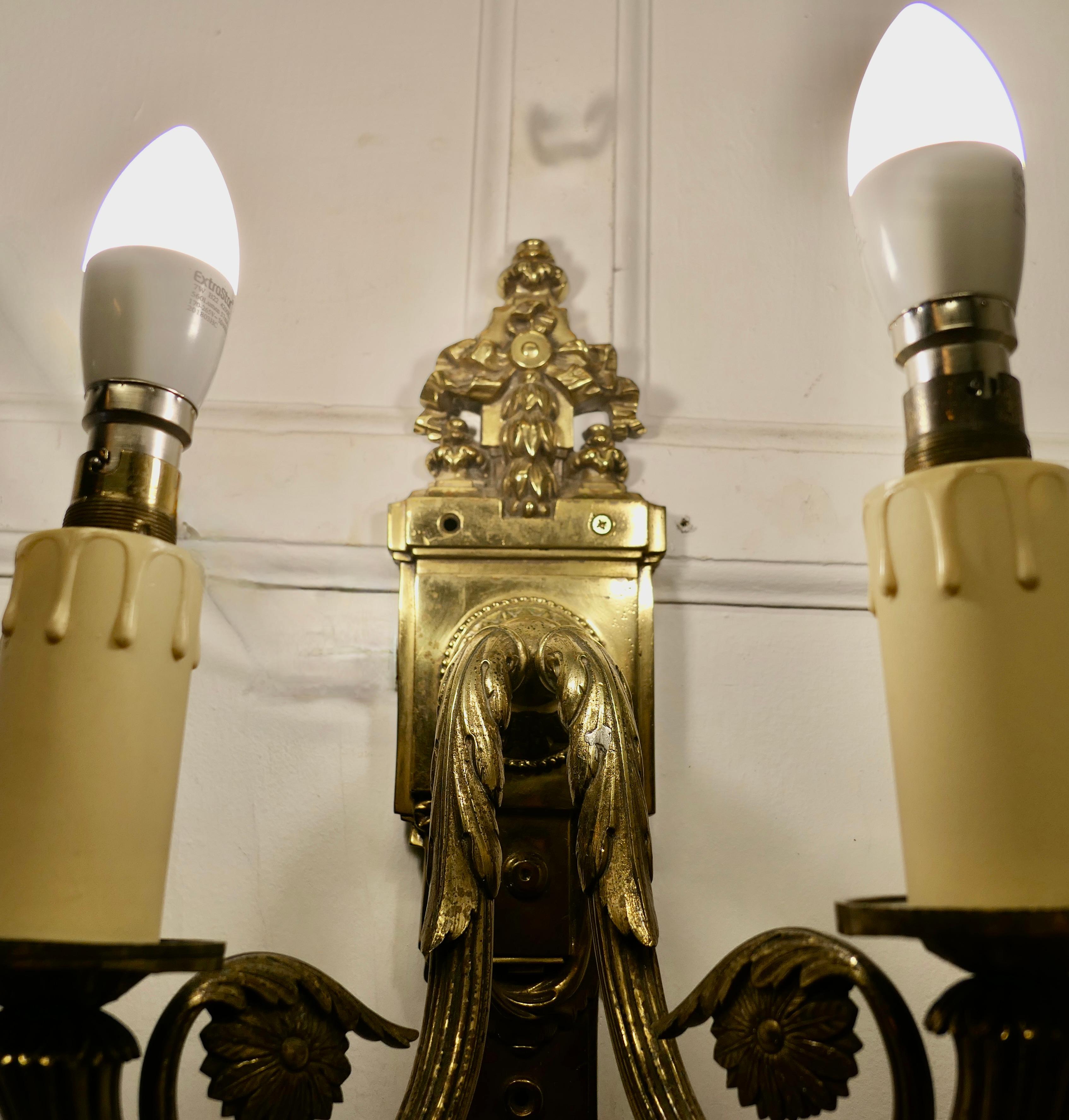 A Pair of Neo Classical Large Brass Twin Wall Lights  This is a very attractive  For Sale 5