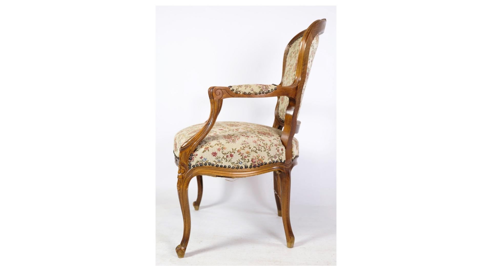Pair of Neo-Rococo Armchairs Made In Light Wood With Decorated Fabric From 1930s For Sale 1