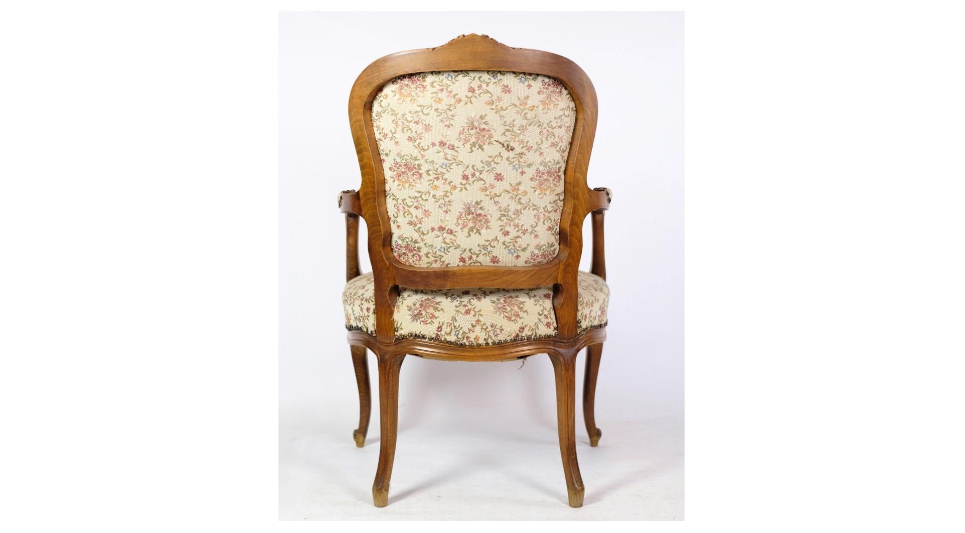 Pair of Neo-Rococo Armchairs Made In Light Wood With Decorated Fabric From 1930s For Sale 2