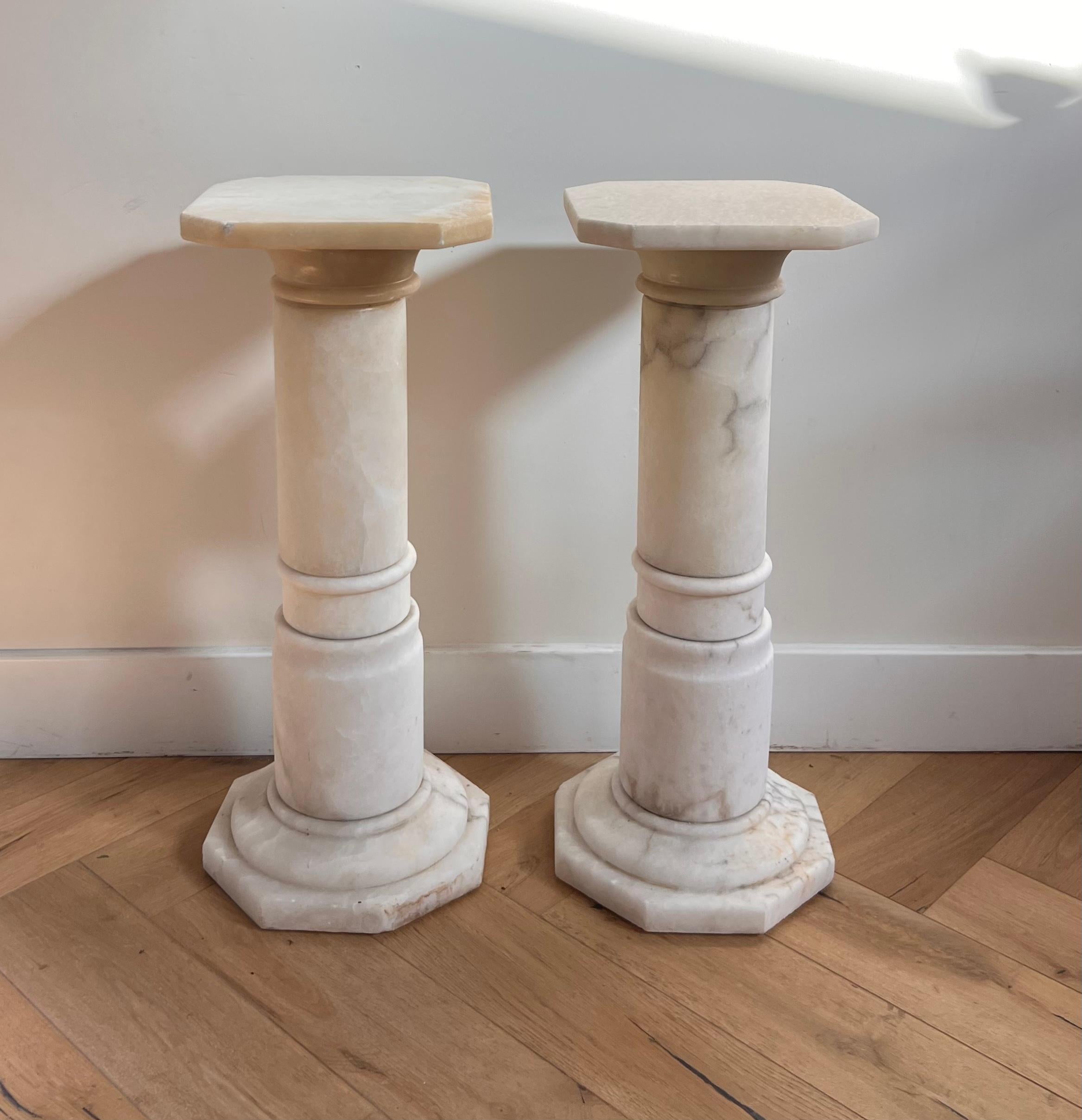 Pair of Neoclassical Alabaster Columns, 1960s 12