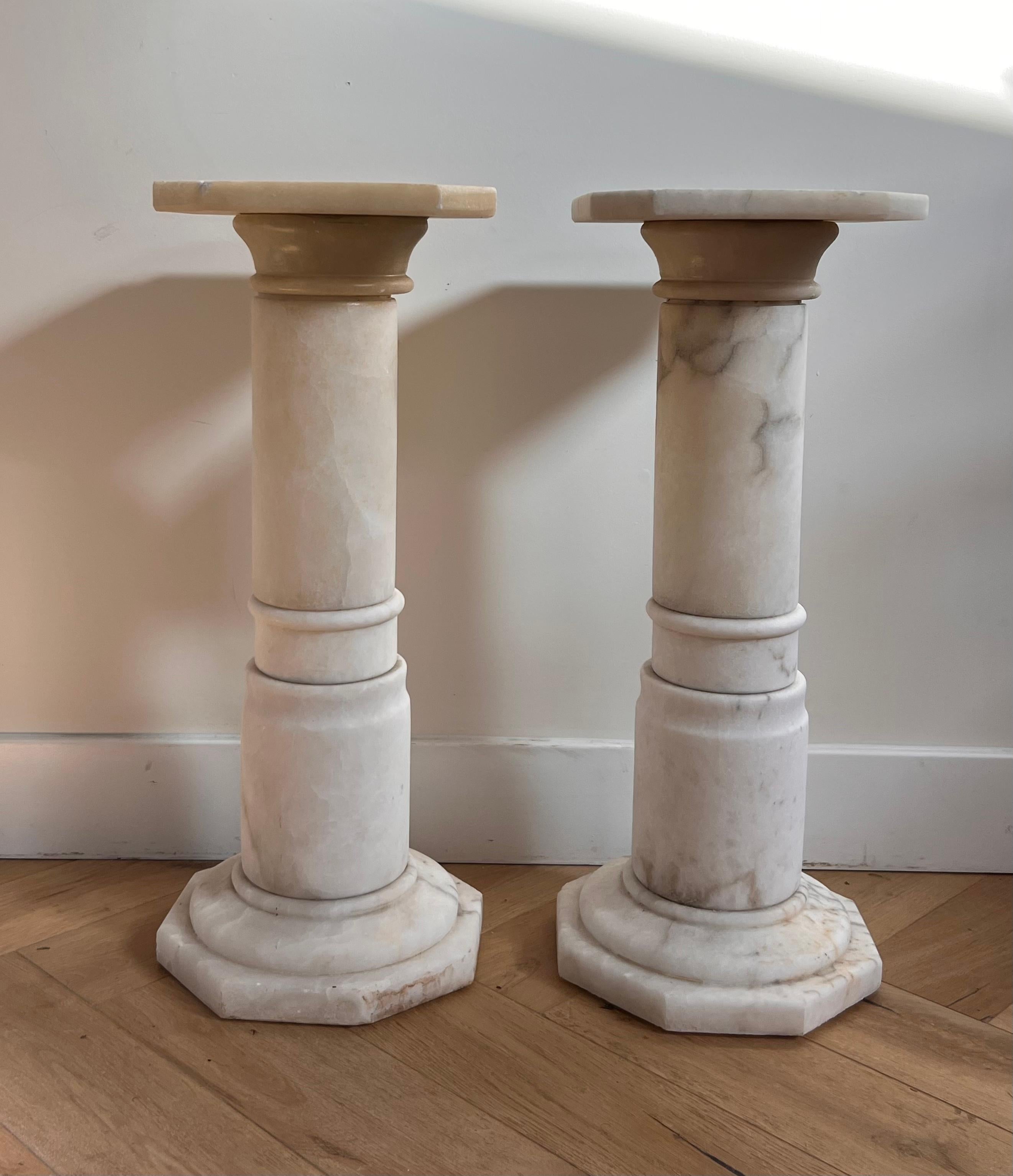Pair of Neoclassical Alabaster Columns, 1960s 1
