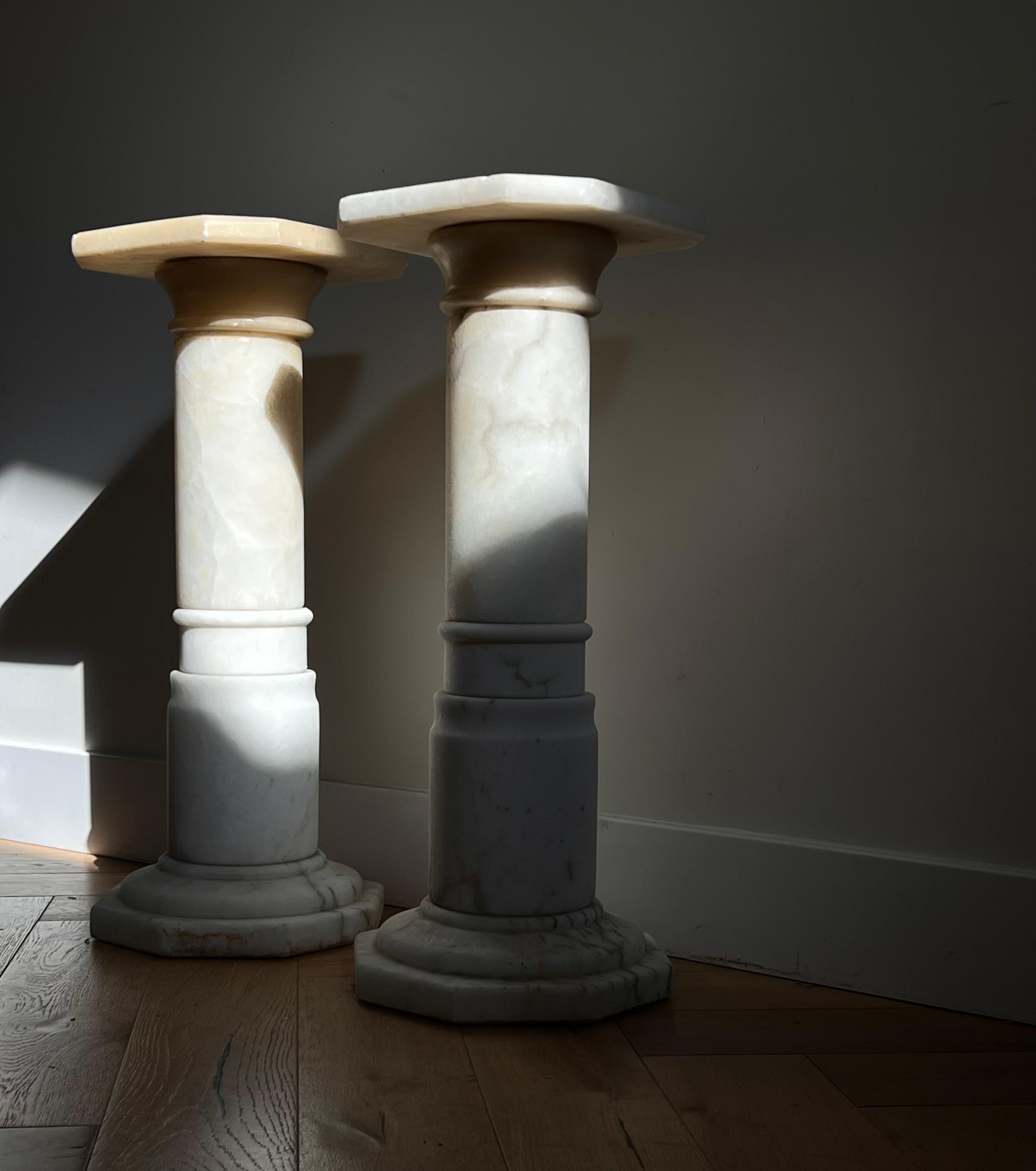 Pair of Neoclassical Alabaster Columns, 1960s 3