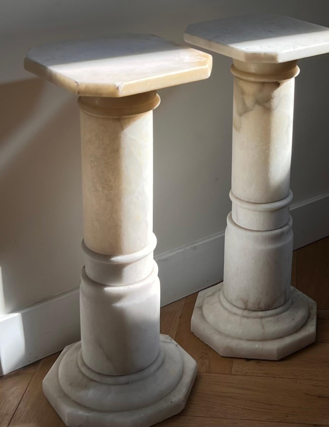 Pair of Neoclassical Alabaster Columns, 1960s 4