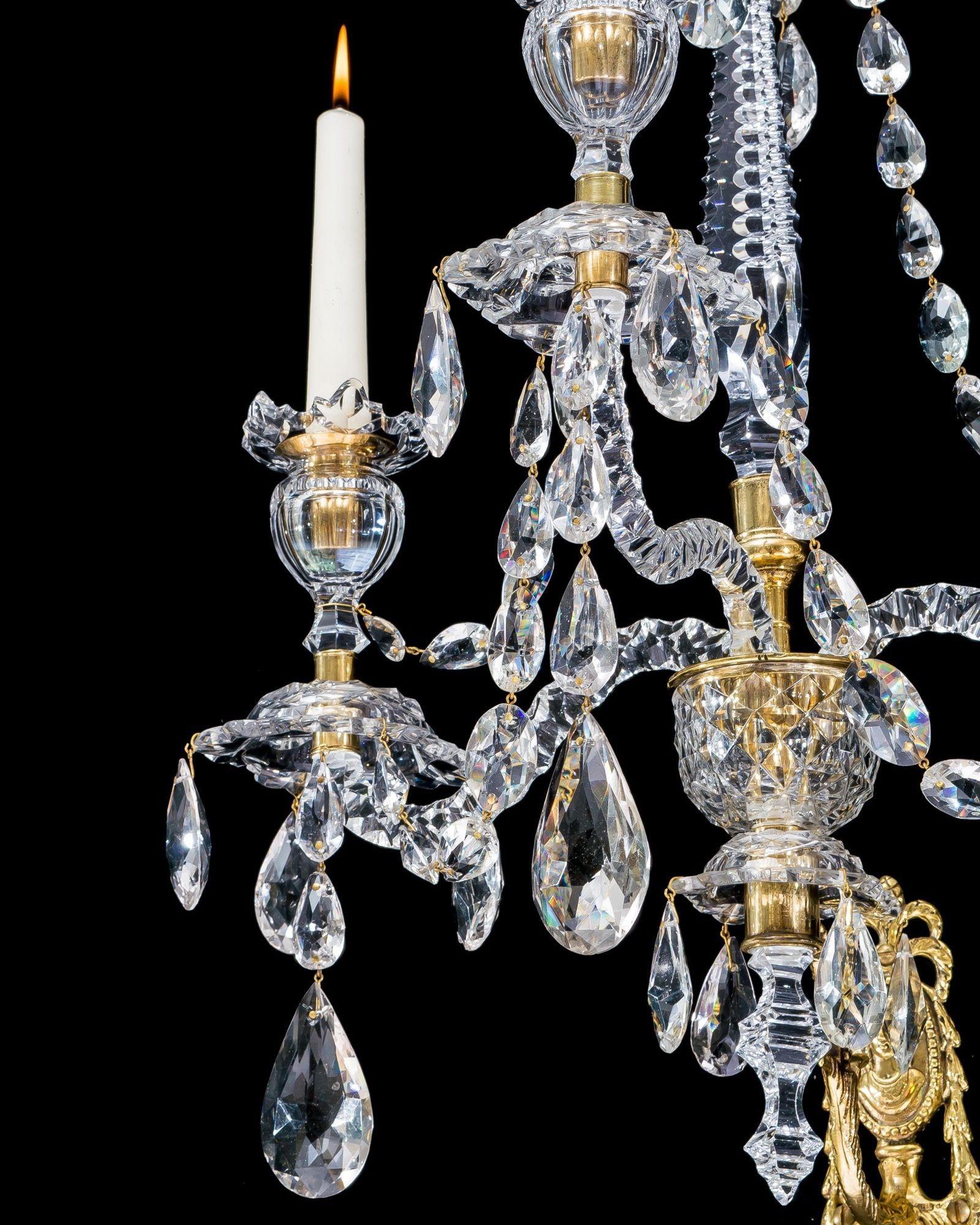 18th Century and Earlier A Pair Of Neoclassical Cut Glass Wall Lights Attributed To Werner & Mieth For Sale