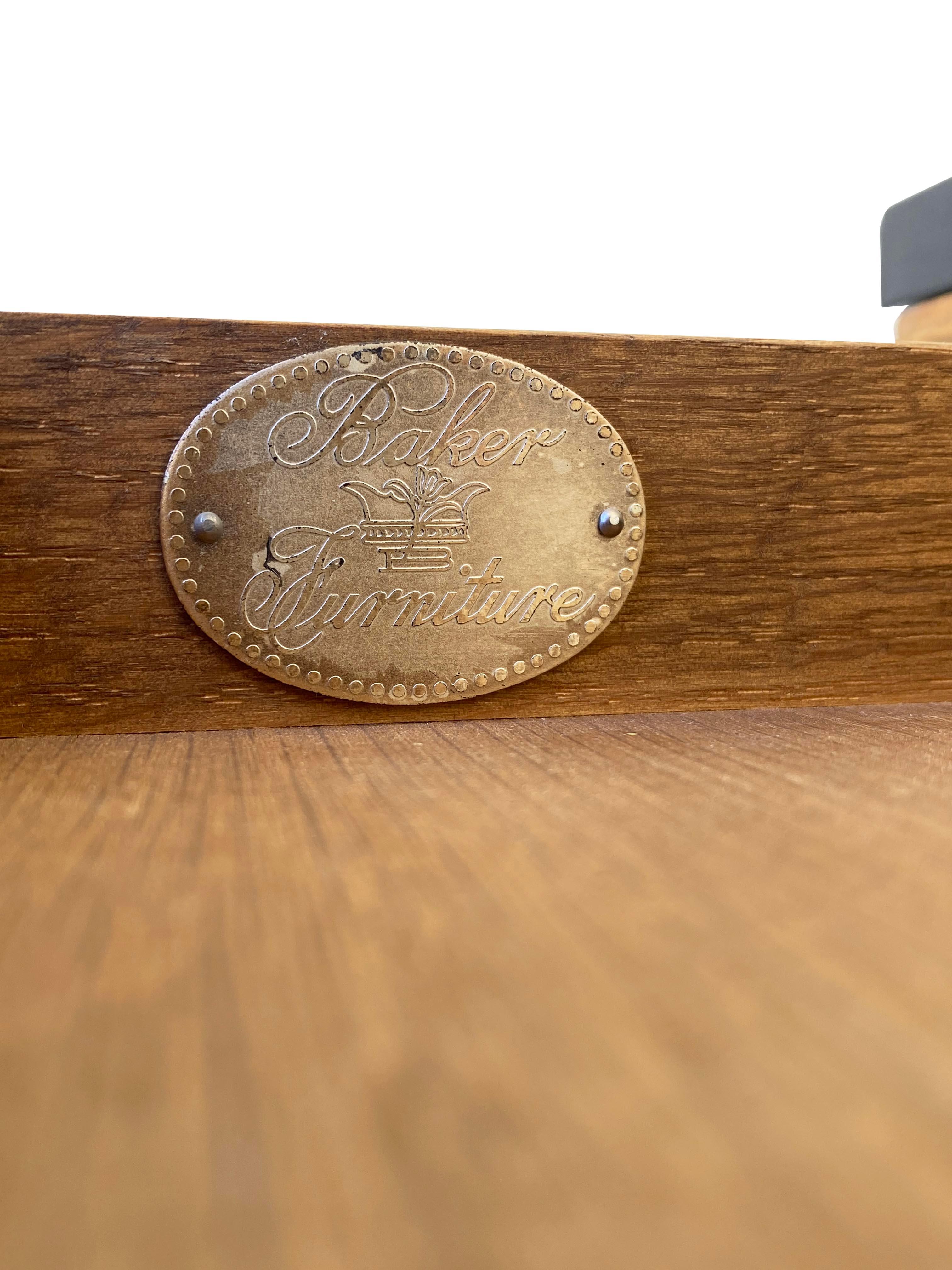 A Pair of Neoclassical Nightstands with Marble Tops by Baker Furniture For Sale 13