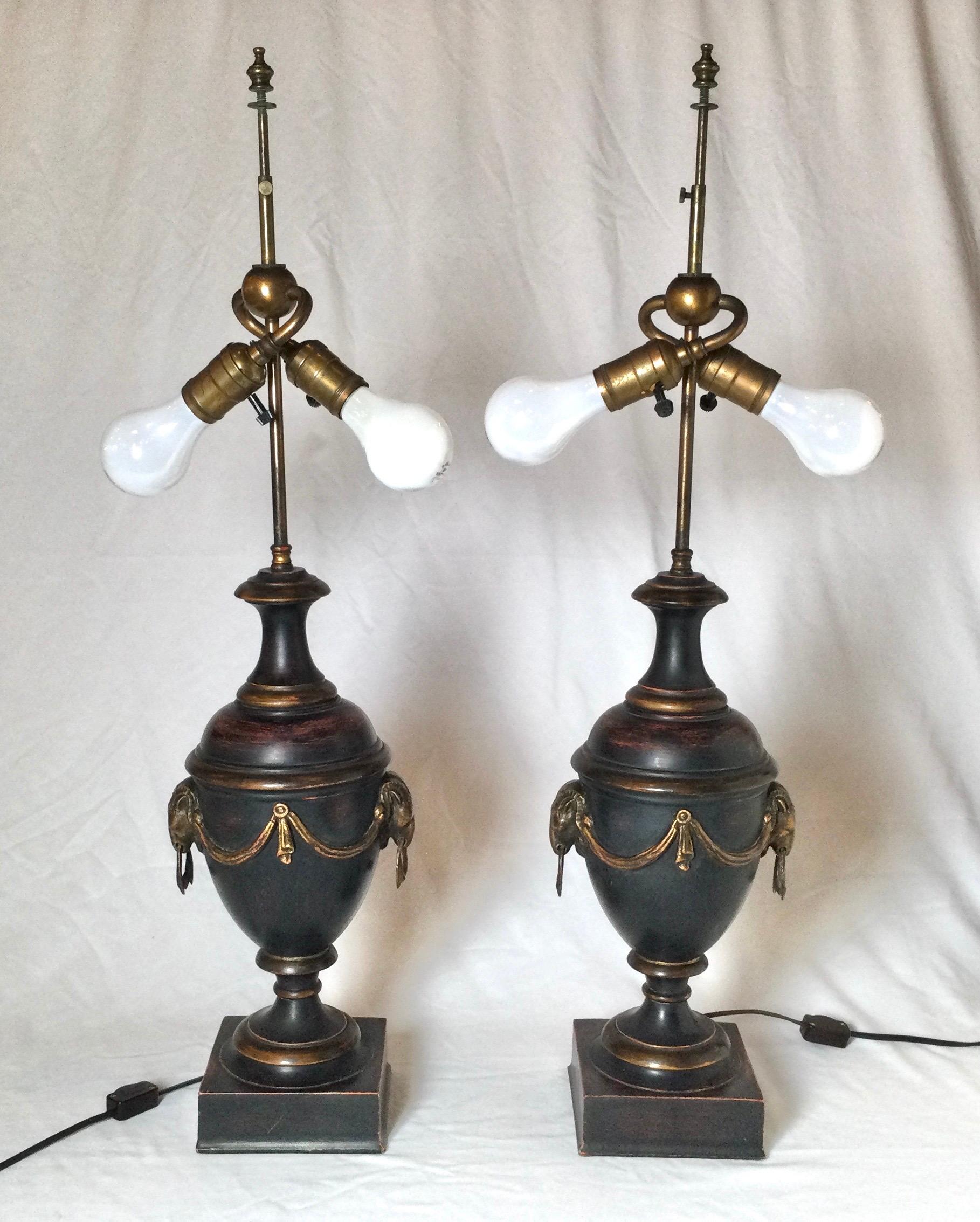 vintage brass urn lamp