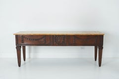 A Pair of Neoclassical Style Consoles with Ocher Travertine Tops by Billy Haines