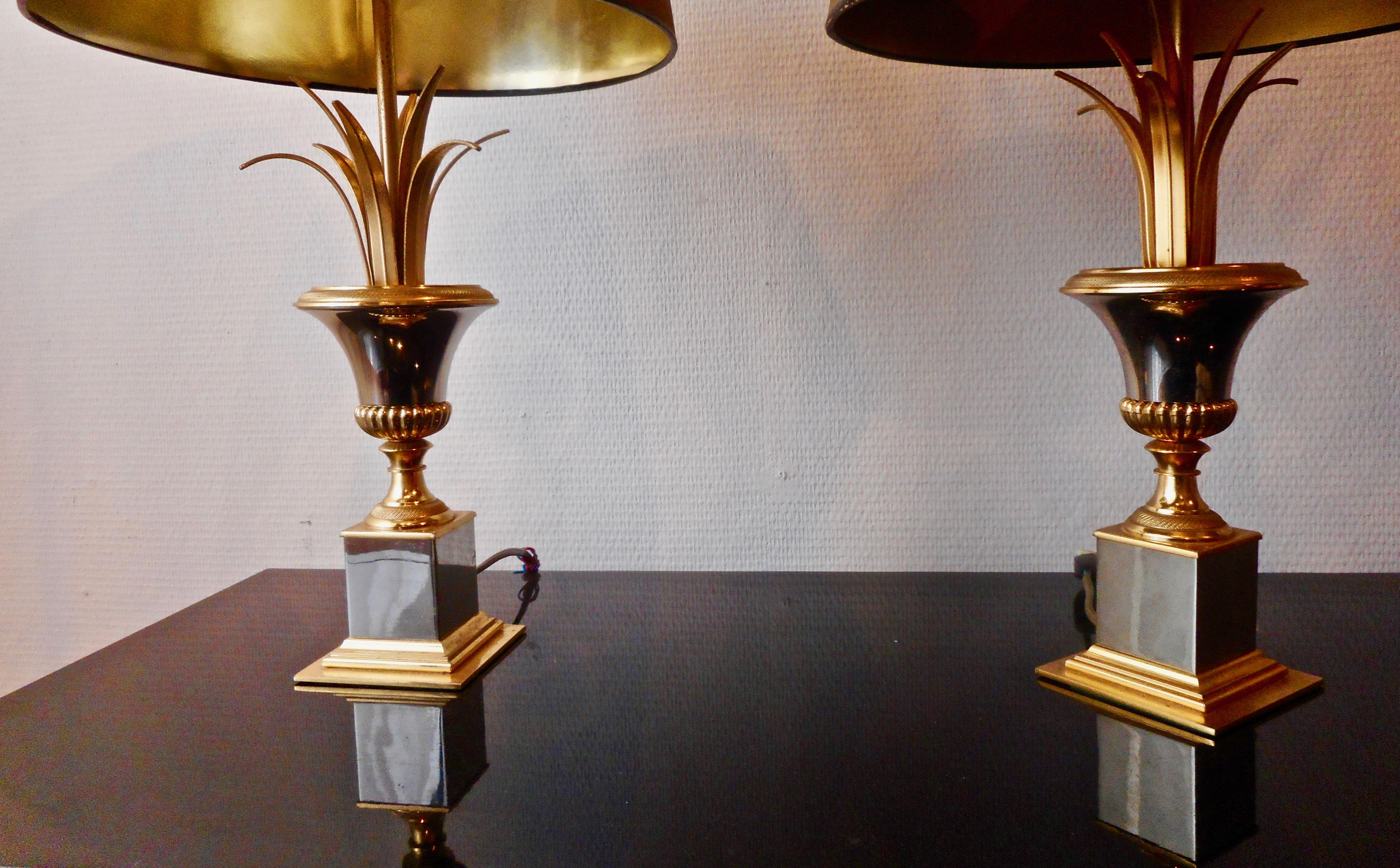 Mid-20th Century Pair of Neoclassical Table Lamps Attributed to Maison Charles, France, 1960