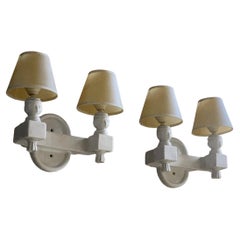 A Pair Of NEOCLASSICAL WALL APPLIQUES LAMPS, Geoges JOUVE Style, France 1950