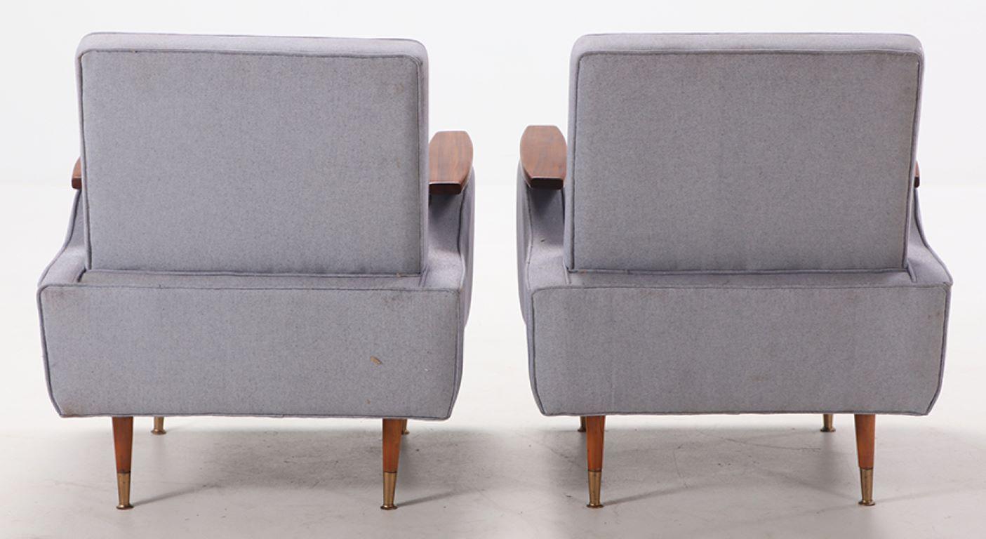 A pair of newly upholstered lounge chairs in the manner of Finn Juhl circa 1950. For Sale 3