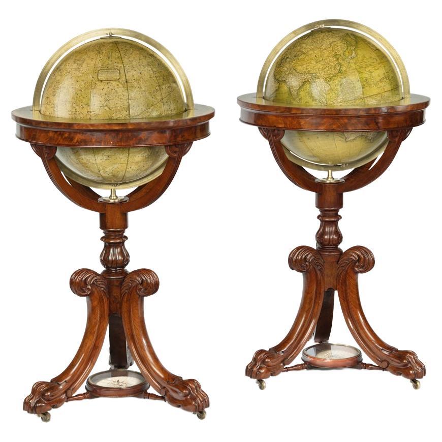 A pair of Newton and Son ‘New & Improved’ 15 inch globes For Sale