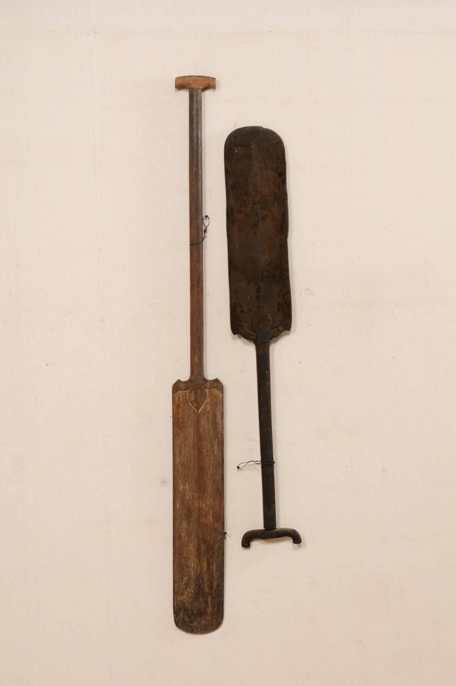 Pair Of Nice Hand Carved Wood Boat Oars From Kerala South India
