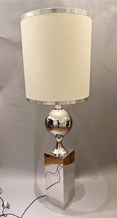 A pair of nickel-plated brass floor lamps by Philippe Barbier France circa 1970