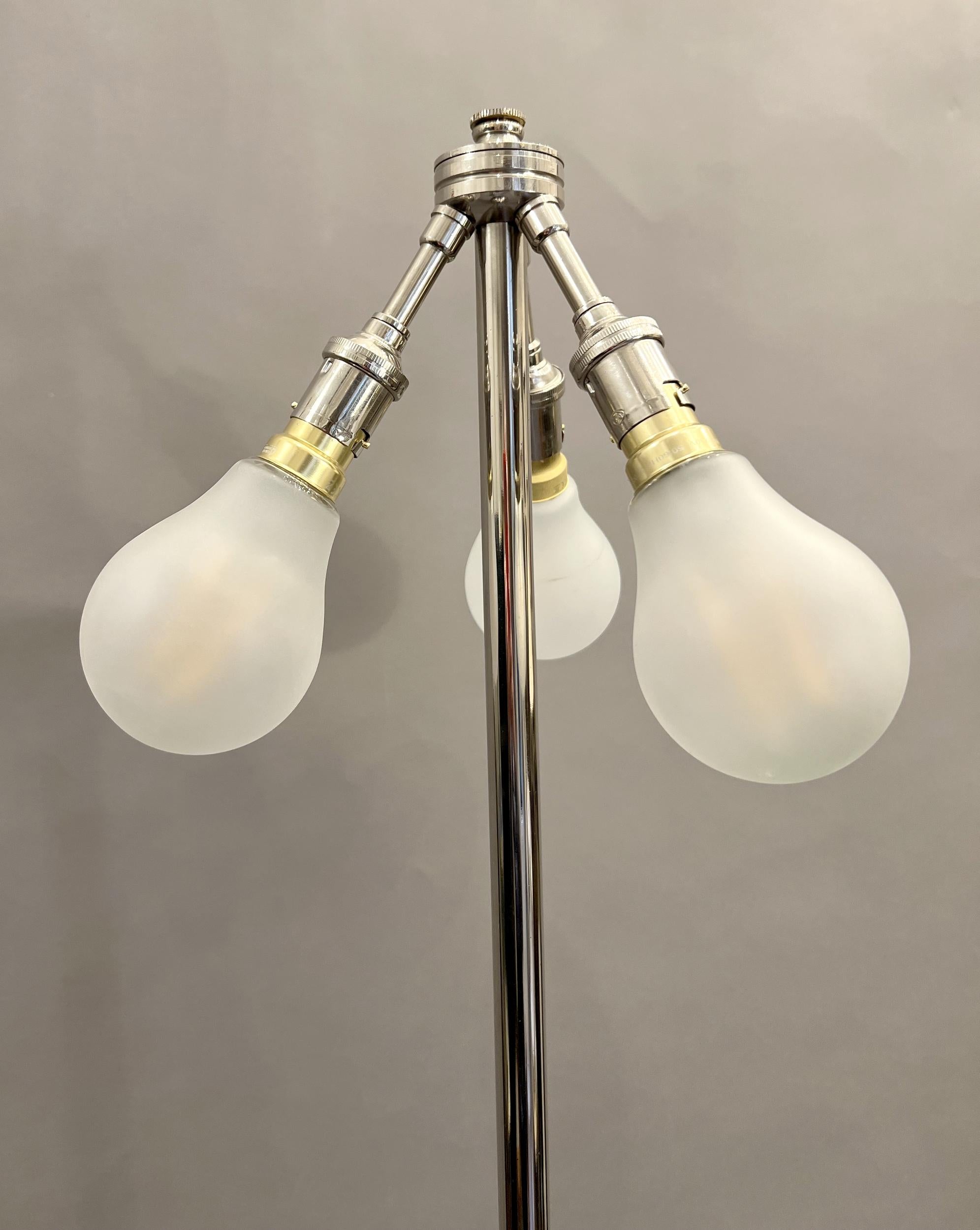 A pair of nickel-plated brass floor lamps by Philippe Barbier France circa 1970 For Sale 2