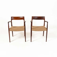 A pair of Niels Otto Moller Armchair Model 57, Rosewood and Papercord