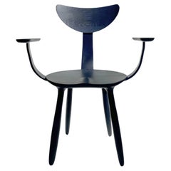 Pair of Night Blue Stained Ash Daiku Armchair by Victoria Magniant