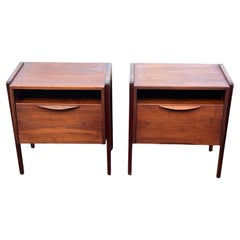 A Pair Of Night Stands By Jens Risom With Angled Drop Fronts Ca' 1950's Walnut