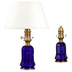 Coppia di lampade blu Bristol del XIX secolo
