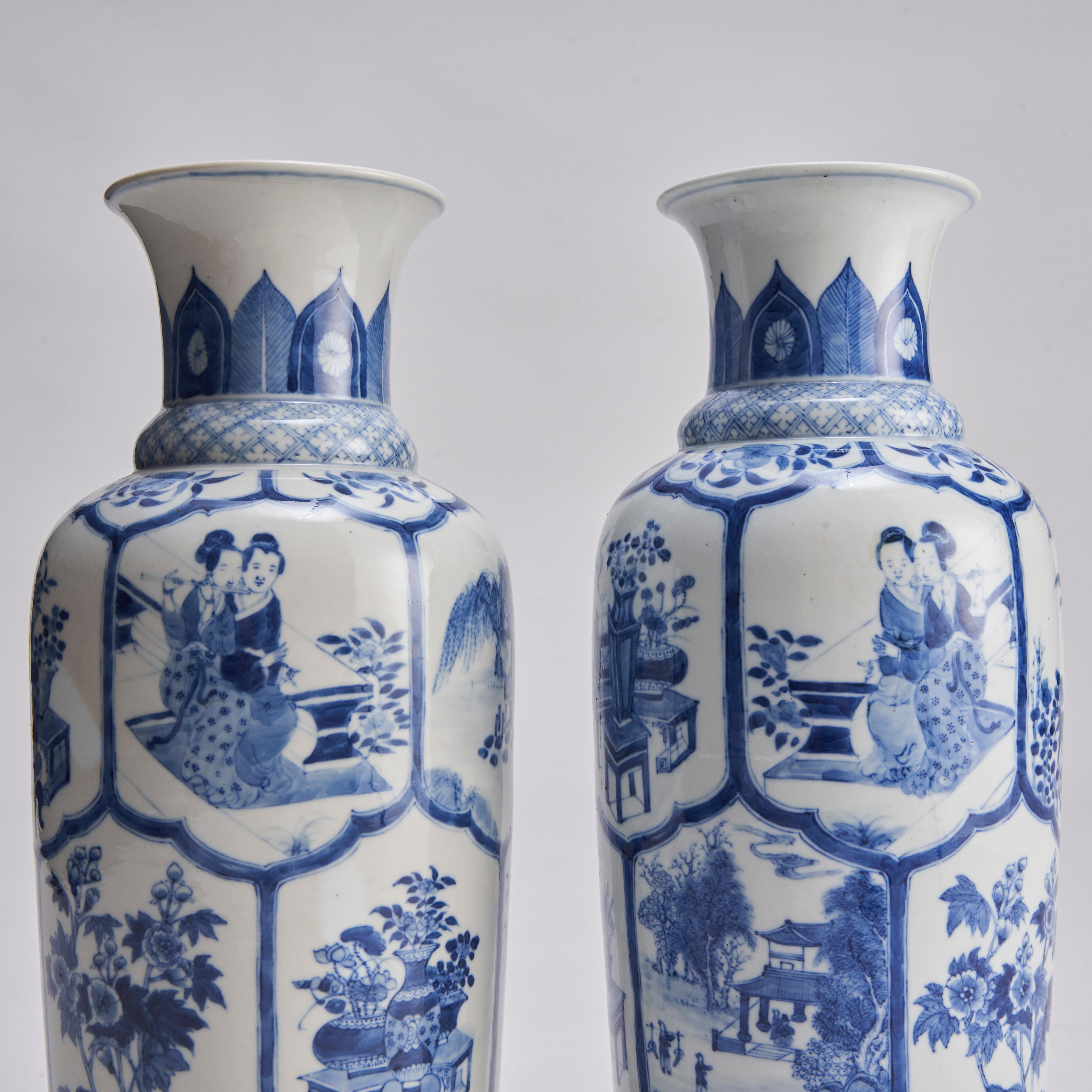 A pair of Nineteenth Century Chinese blue and white baluster form vases (Circa 1 For Sale 2