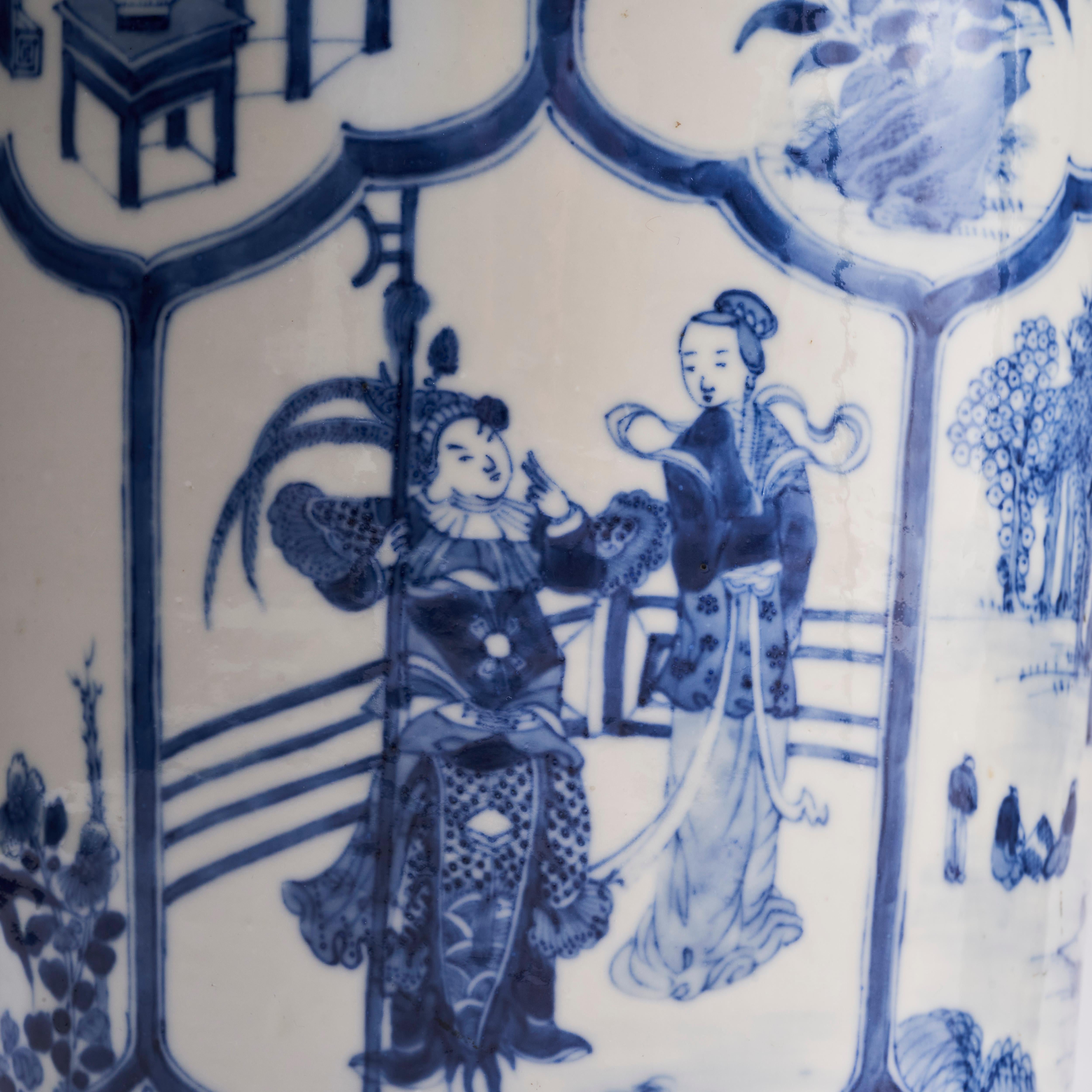 A pair of Nineteenth Century Chinese blue and white baluster form vases (Circa 1 For Sale 4
