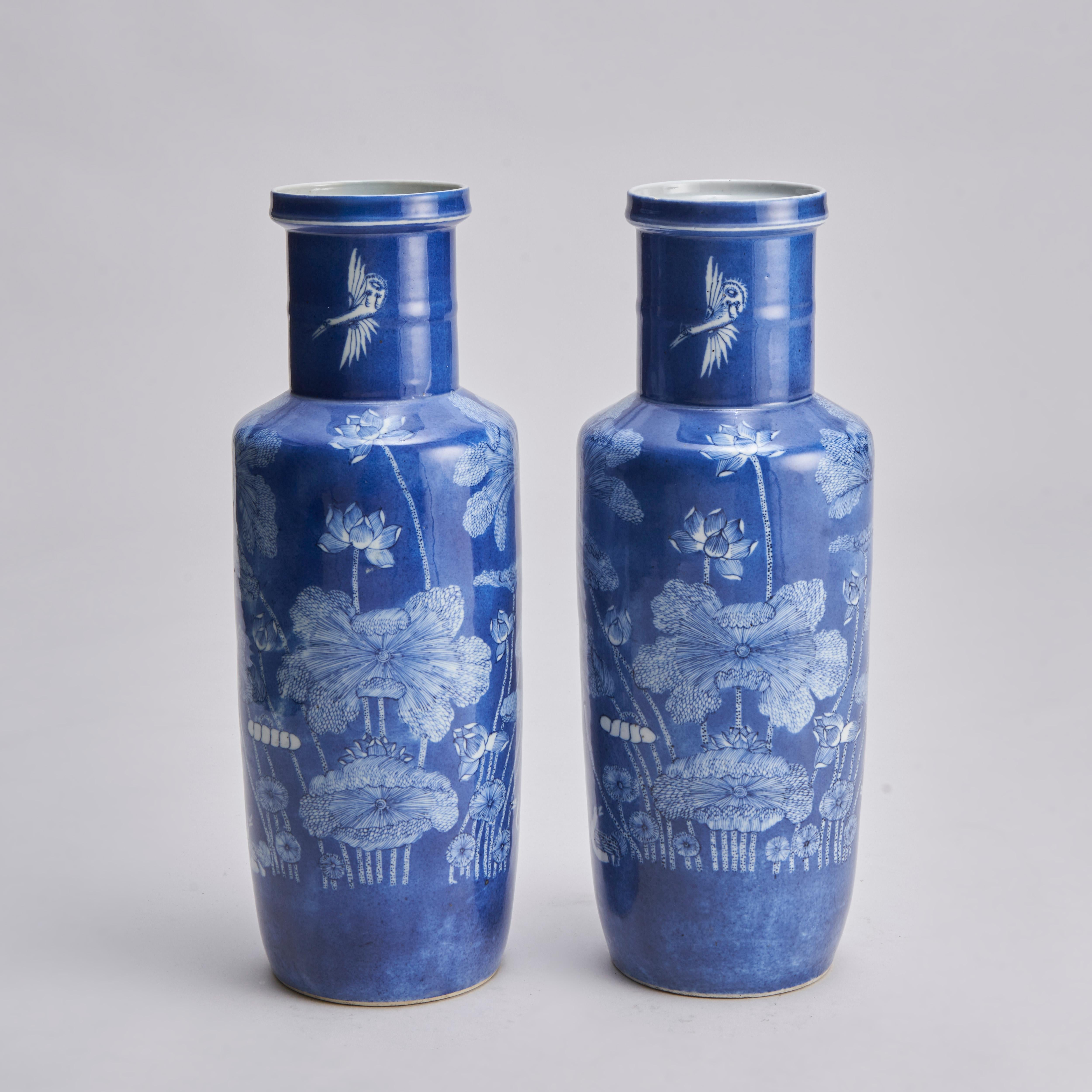 19th Century A pair of Nineteenth Century Chinese Powder Blue vases (Circa 1870) For Sale