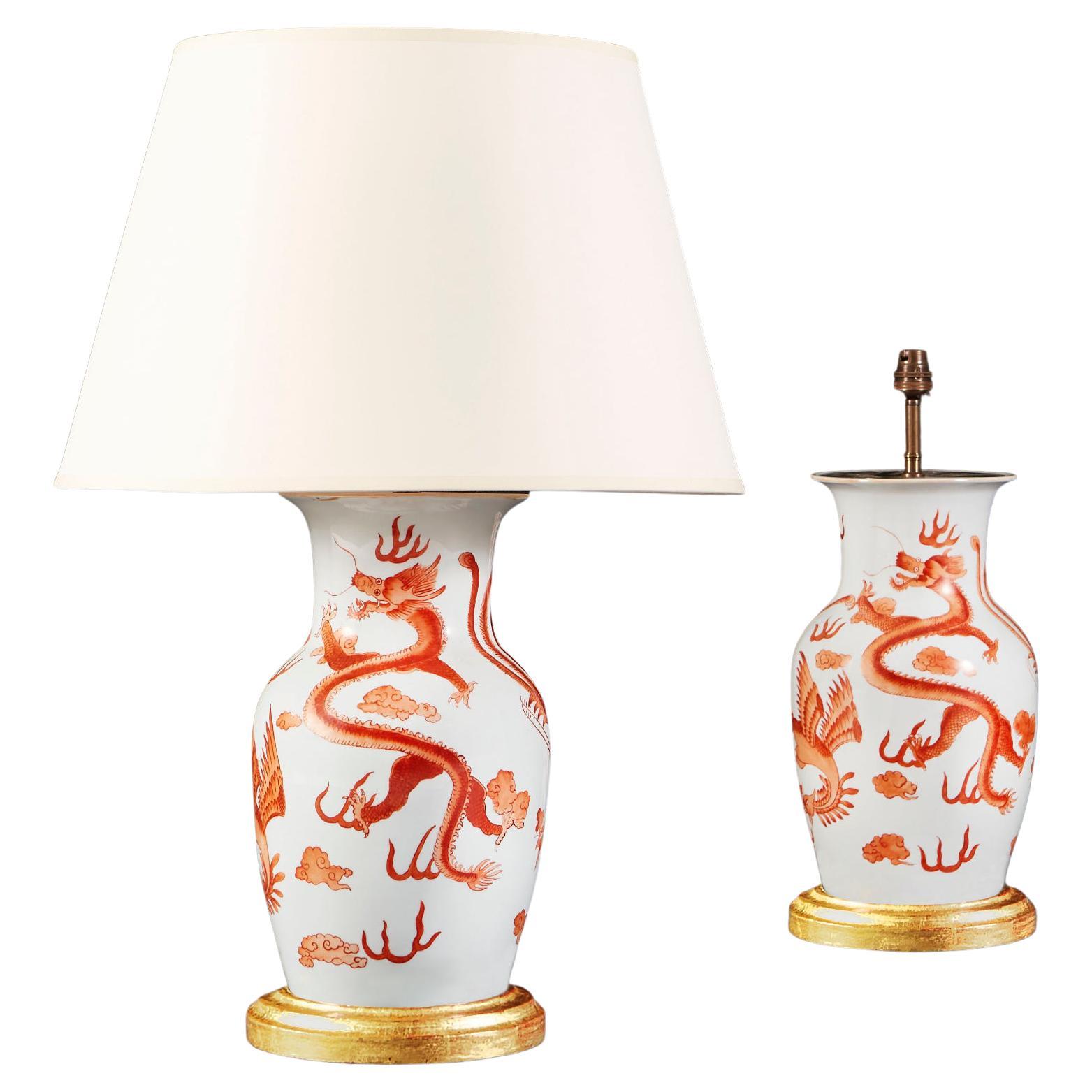 Pair of Nineteenth Century Dragon Lamps