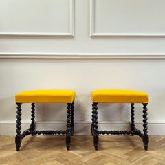 A Pair Of Nineteenth Century Ebonised Stools