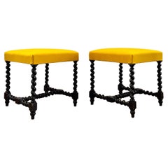 A Pair Of Nineteenth Century Ebonised Stools