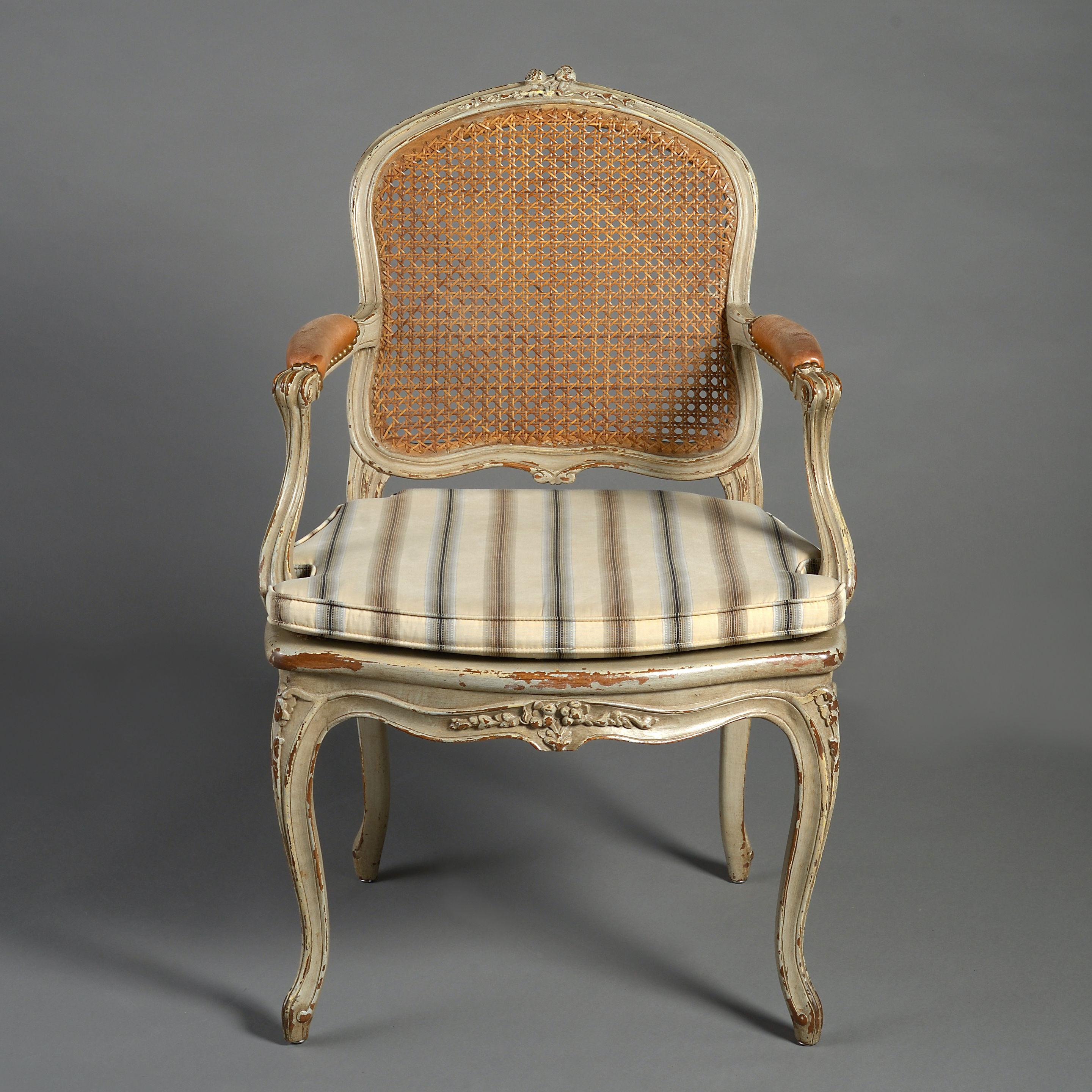 French Pair of 19th Century Rococo Revival Armchairs in the Louis XV Taste