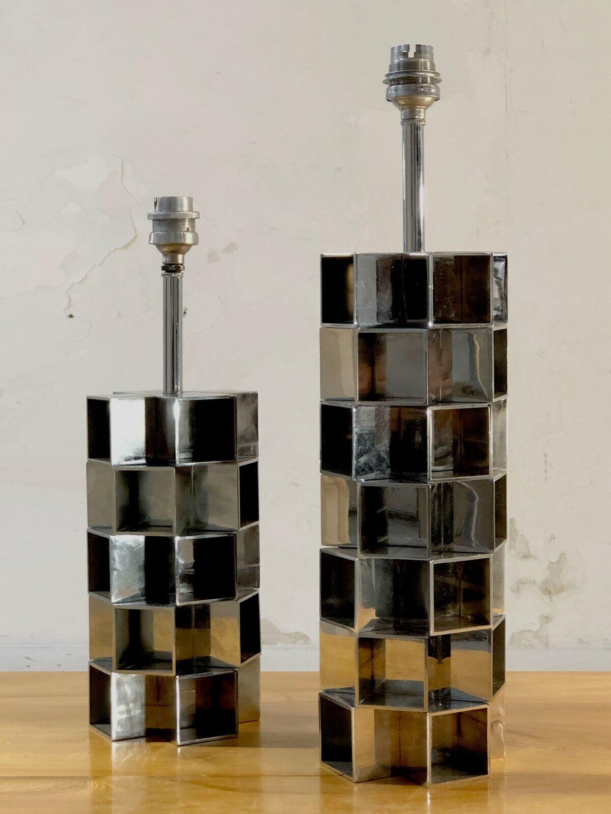 A Pair of POST-MODERN SEVENTIES KINETIK Sculptural TABLE LAMPS, France, 1970 For Sale 3