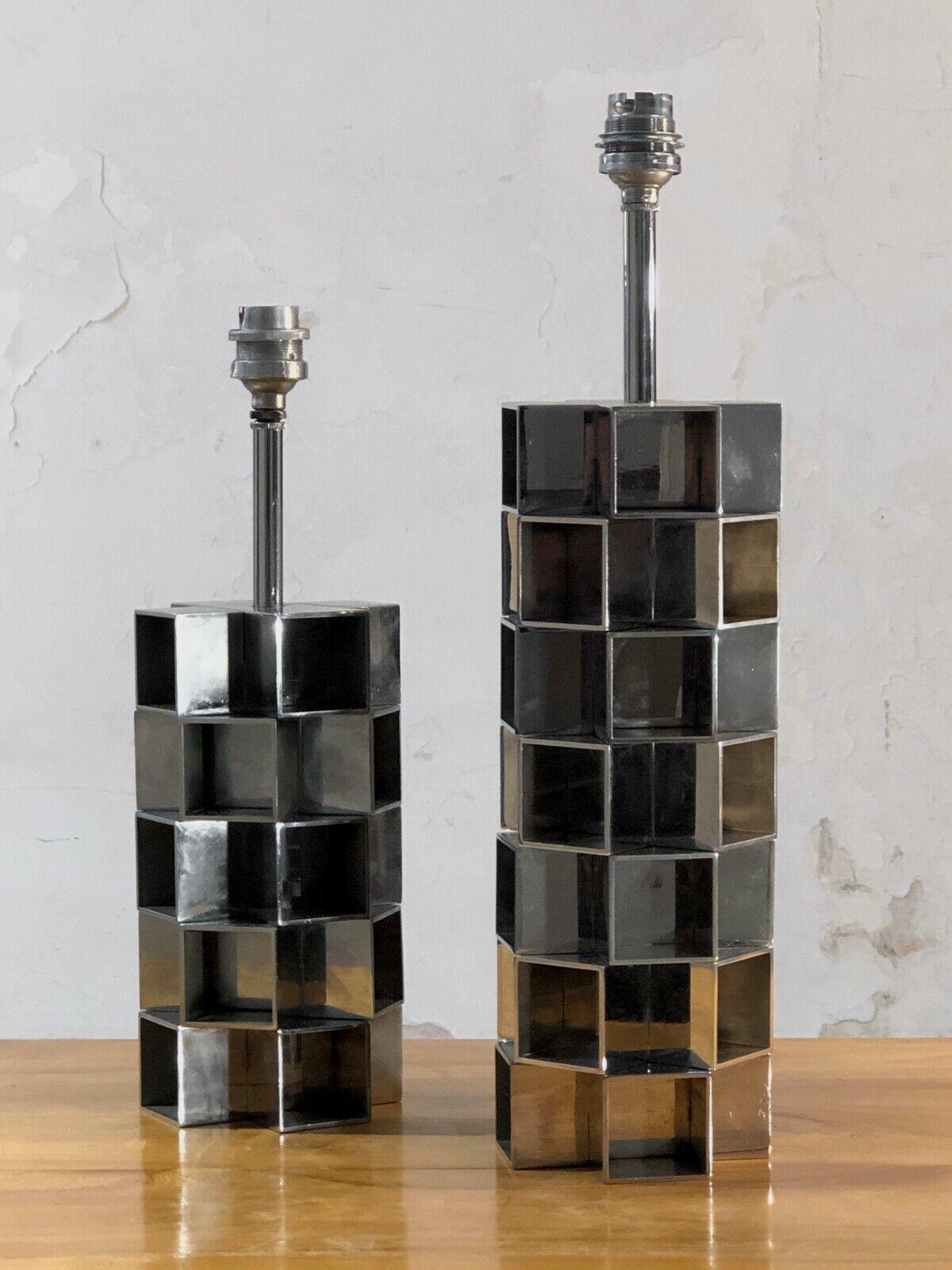 Bronze A Pair of POST-MODERN SEVENTIES KINETIK Sculptural TABLE LAMPS, France, 1970 For Sale