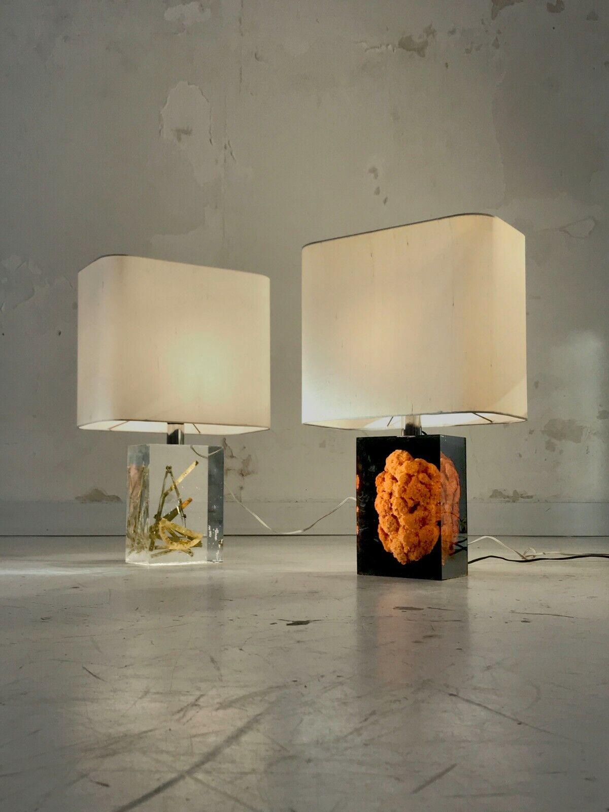 A Pair of POP SHABBY-CHIC Lucite TABLE LAMPS by PIERRE GIRAUDON, France, 1970 For Sale 3