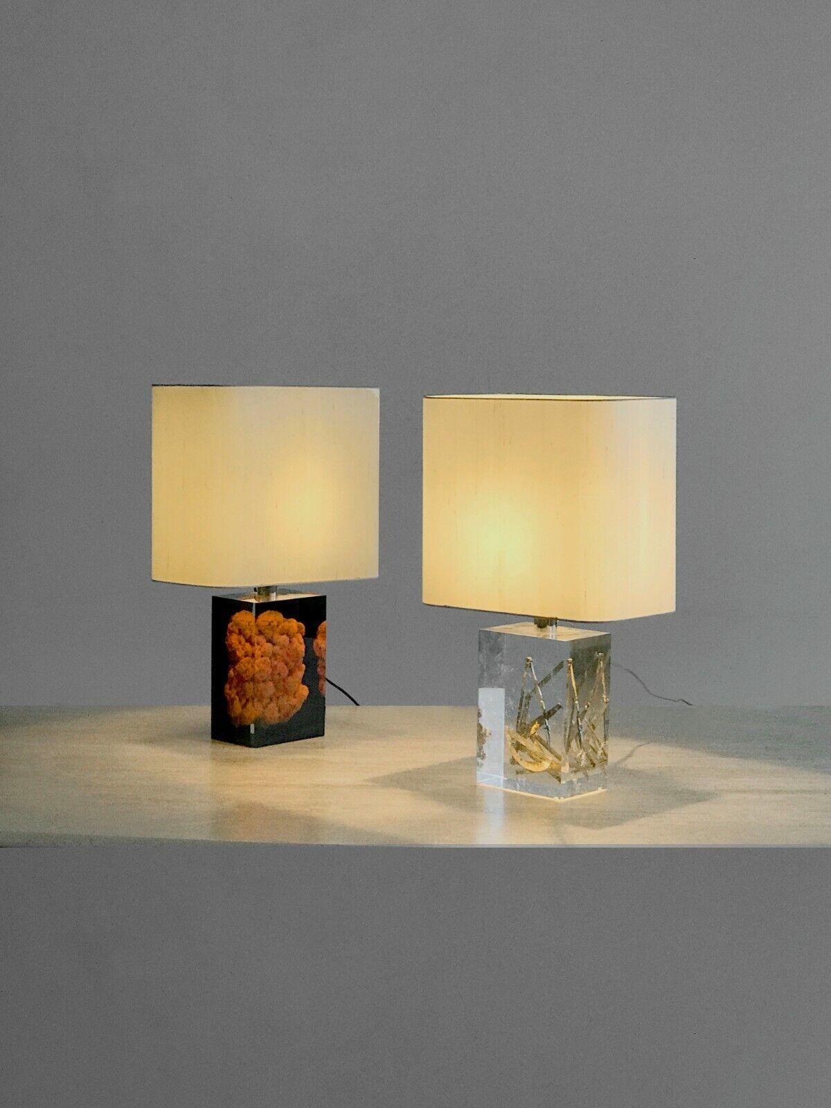 A Pair of POP SHABBY-CHIC Lucite TABLE LAMPS by PIERRE GIRAUDON, France, 1970 For Sale 2