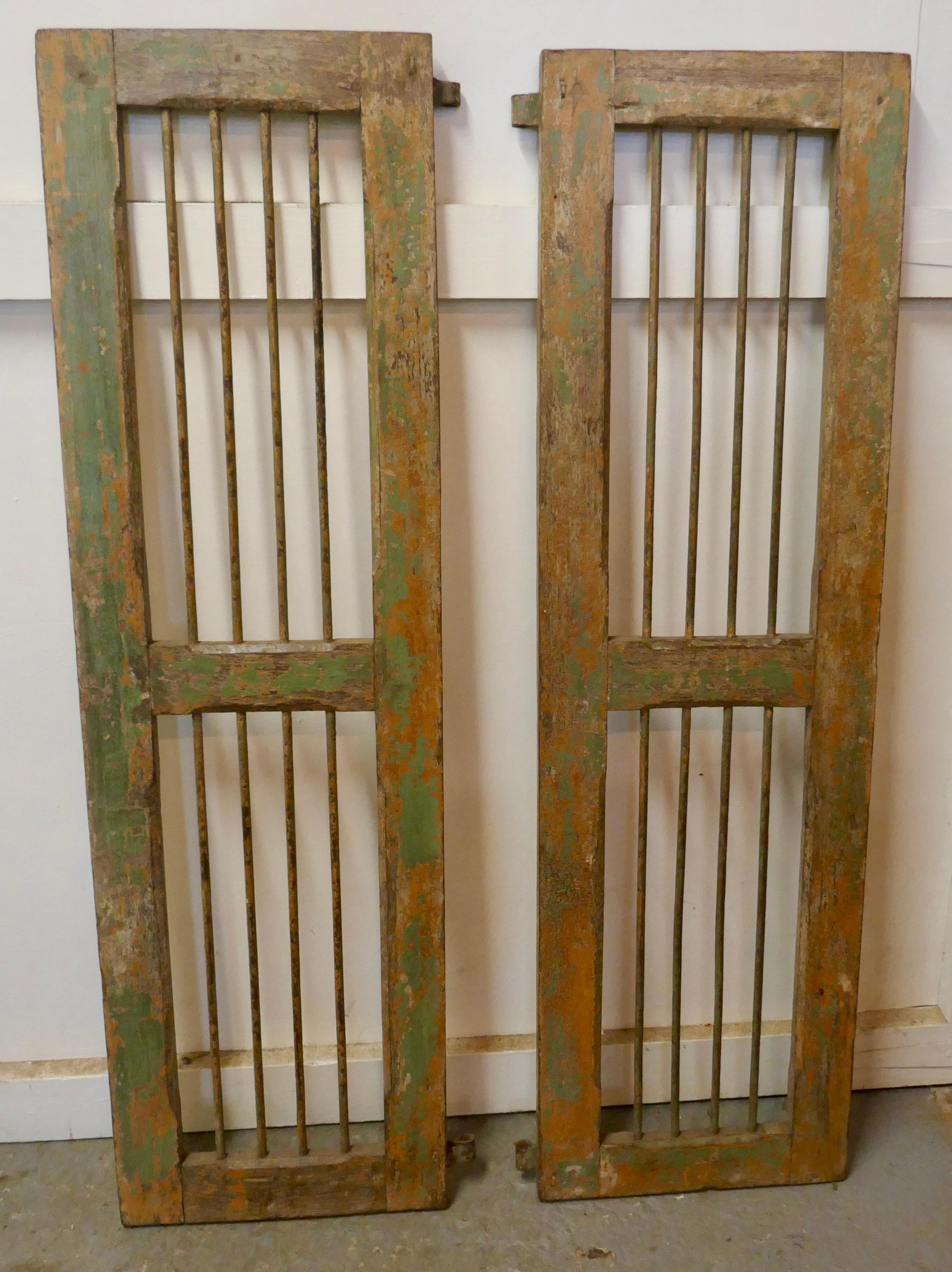 Bohemian Pair of North African Wood and Iron Window Shutters