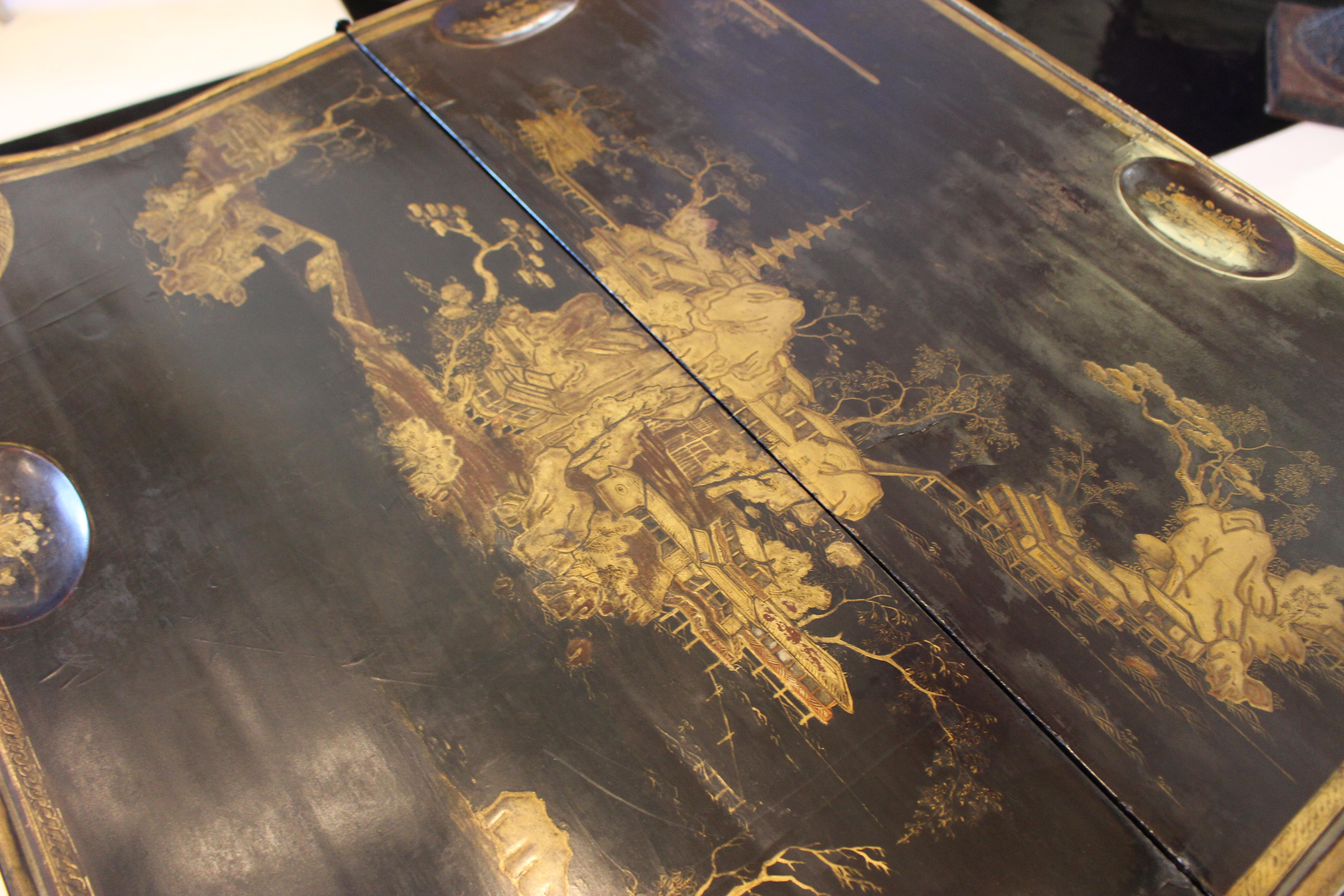 Pair of North European Giltwood Game Tables with Chinese Export Lacquer Tops For Sale 4