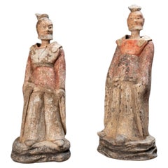 A Pair of Northern Wei Dynasty Court Official Figures