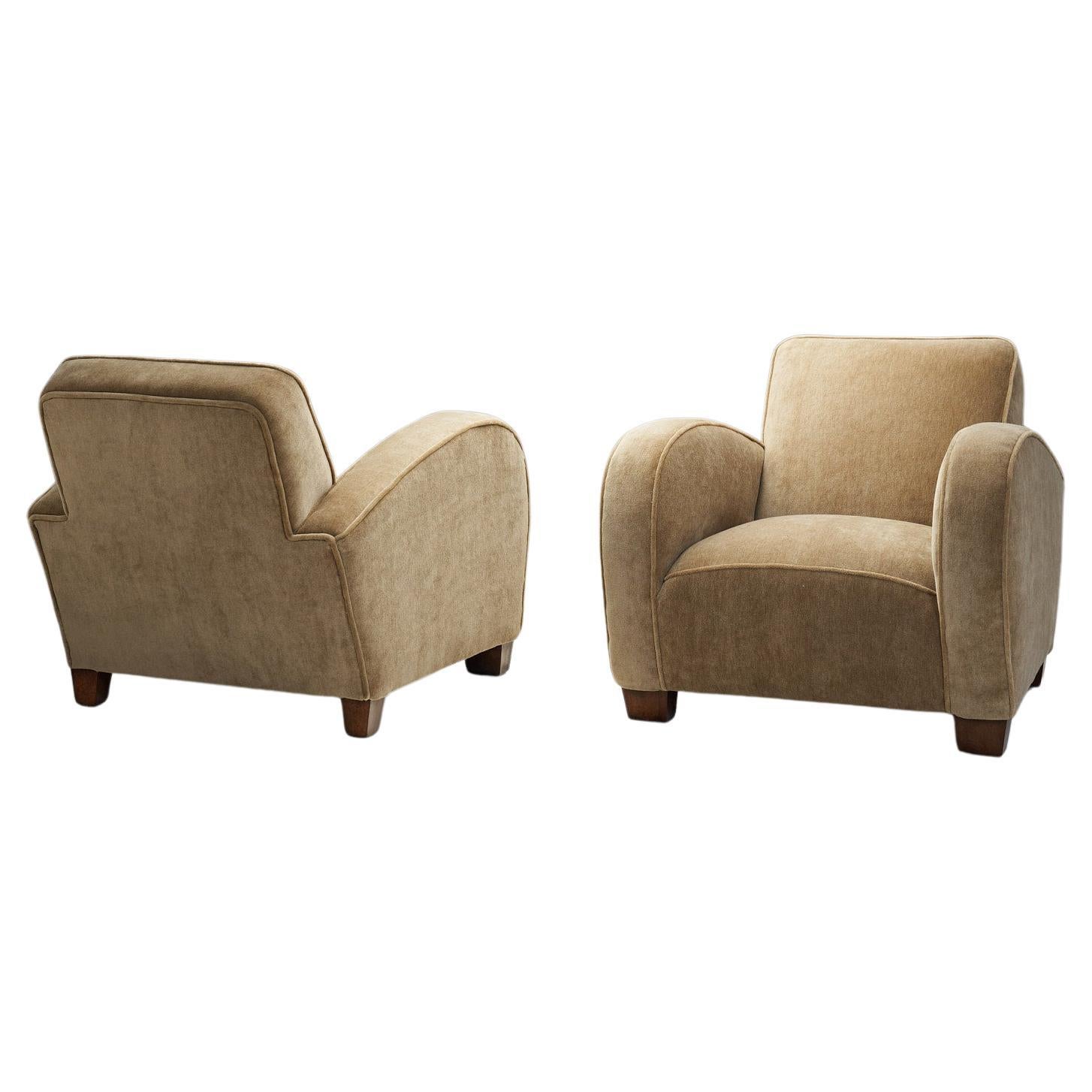 A Pair of Norwegian Art Deco Club Chairs, Norway 1930s