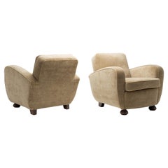 A Pair of Norwegian Art Deco Oak Armchairs, Norway 1930s