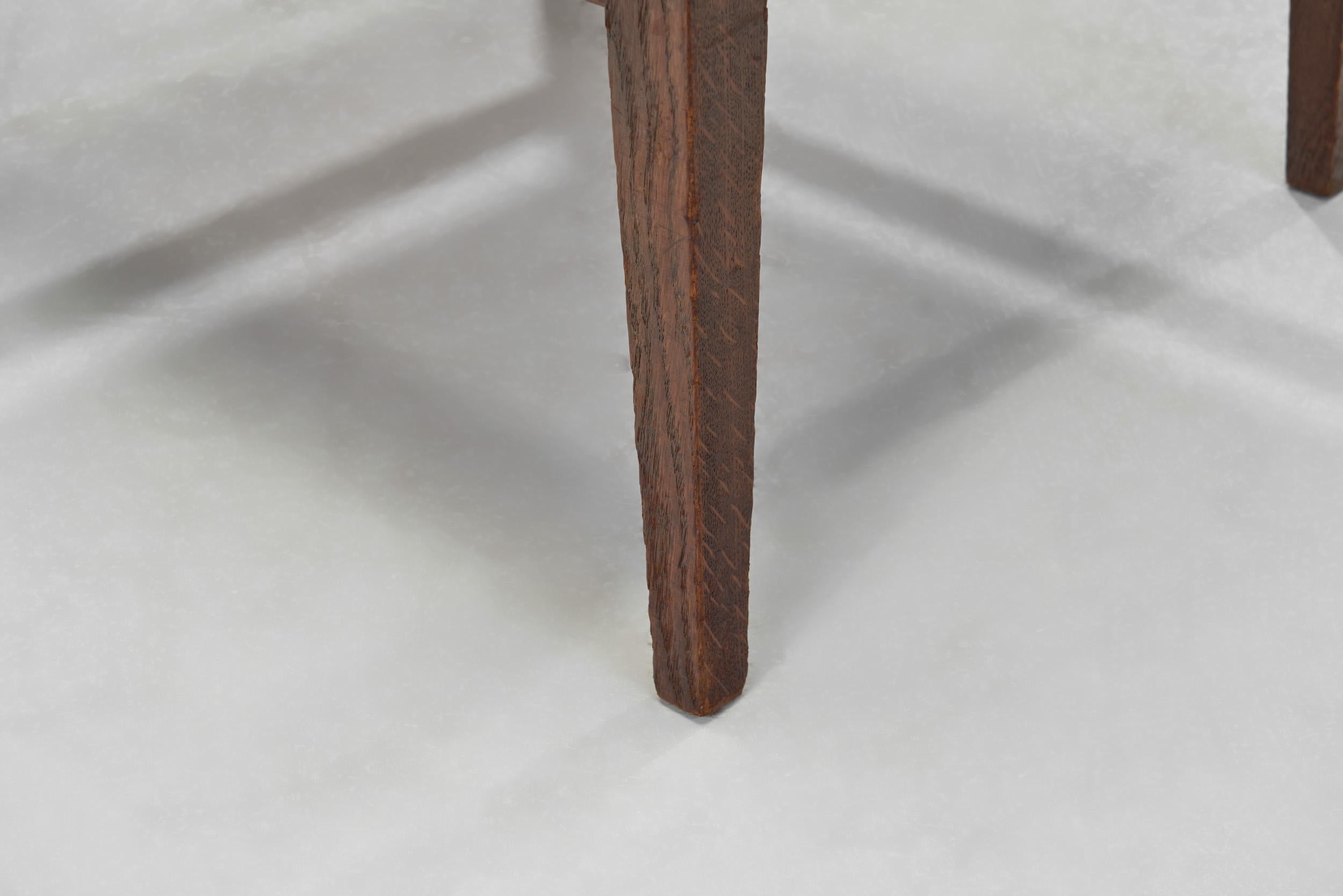 A Pair of Oak and Woven Rush High Back Armchairs, France 1940s For Sale 9