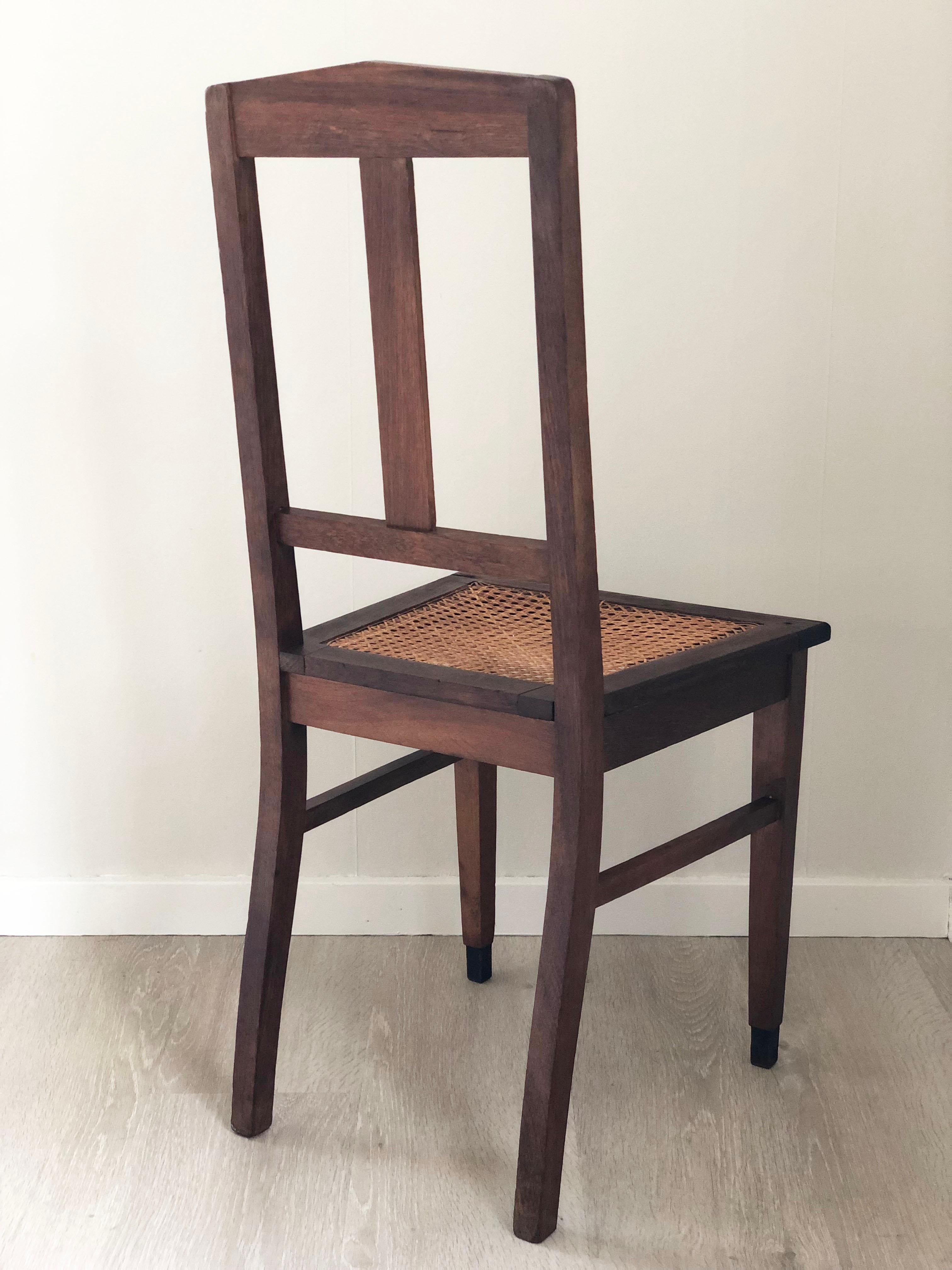 Pareja de Sillas de Comedor de Roble Escuela Art Decó Amsterdam Años 20 Holandés en venta