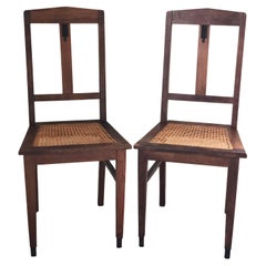 Pair of Oak Art Deco Amsterdam School Dining Chairs 1920s
