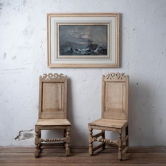 A Pair of Oak Back Stools, 17th Century