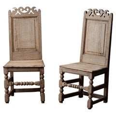 A Pair of Oak Back Stools, 17th Century