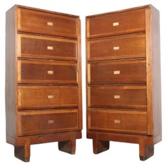 A Pair of Oak Staverton RAF Tall Bookcase Barristers Cabinet, 1950s