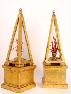 Pair of Obelisks with Branches of Mediterranean Red Coral, Italy 1700