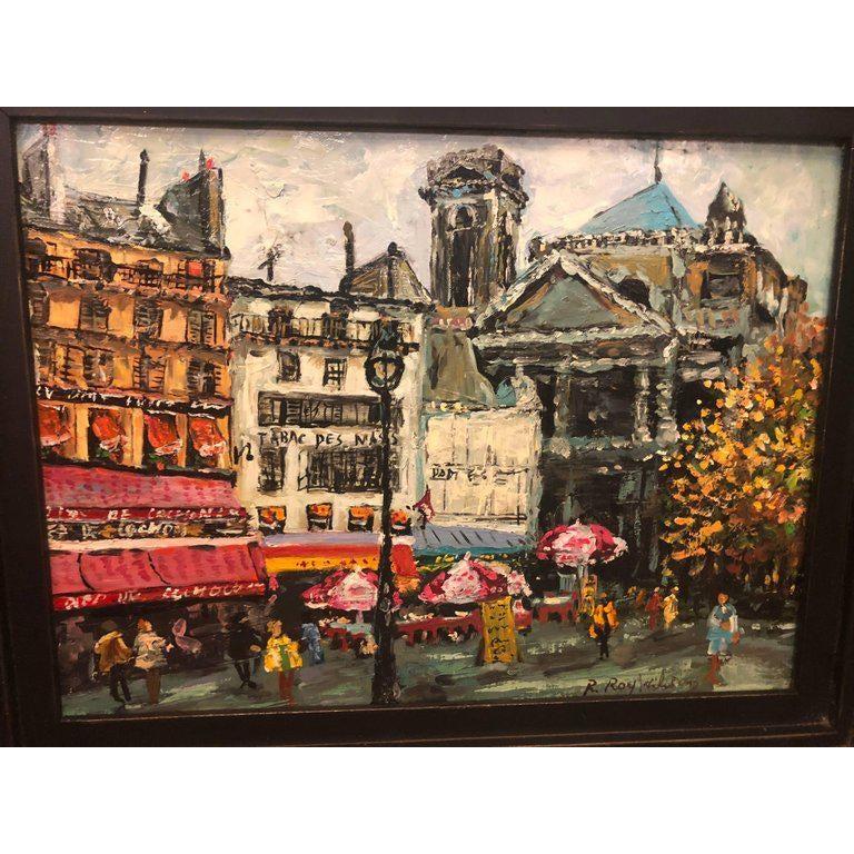 Pair of Oil on Canvas Parisian Street Scenes Paintings Signed R. Roywilsens For Sale 5