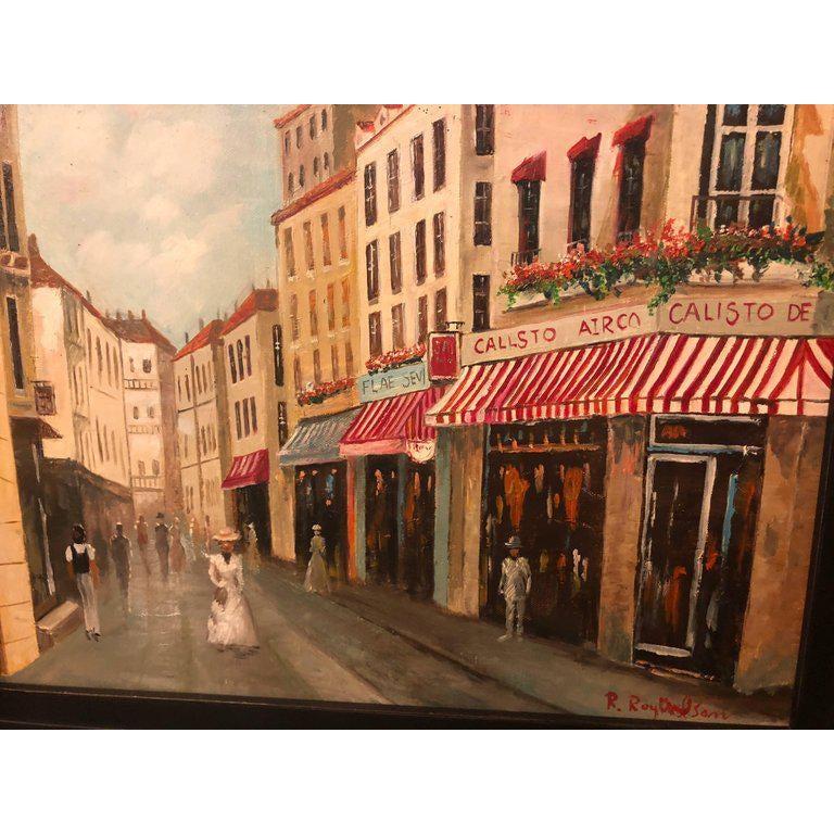 Pair of Oil on Canvas Parisian Street Scenes Paintings Signed R. Roywilsens For Sale 6