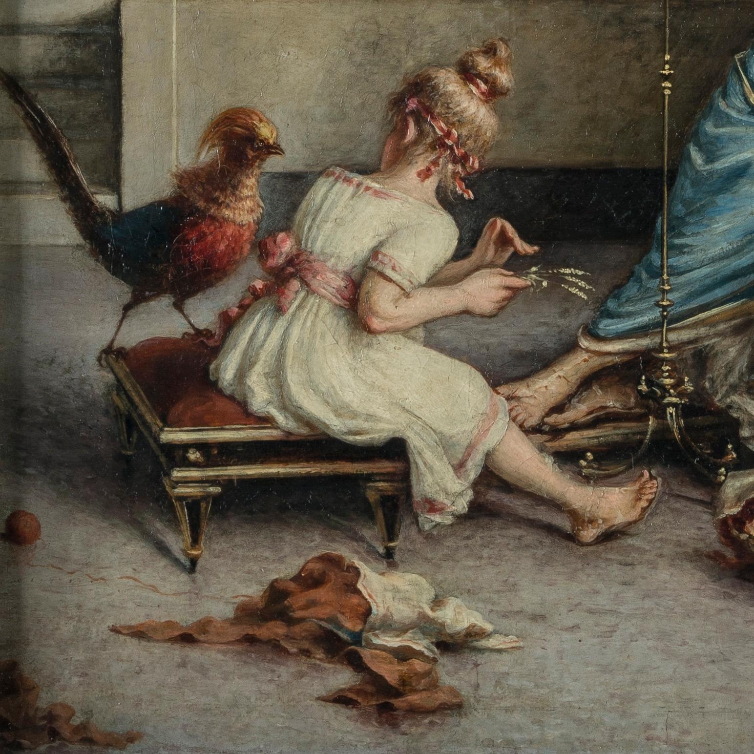 Pareja de óleos sobre lienzo Escenas interiores 