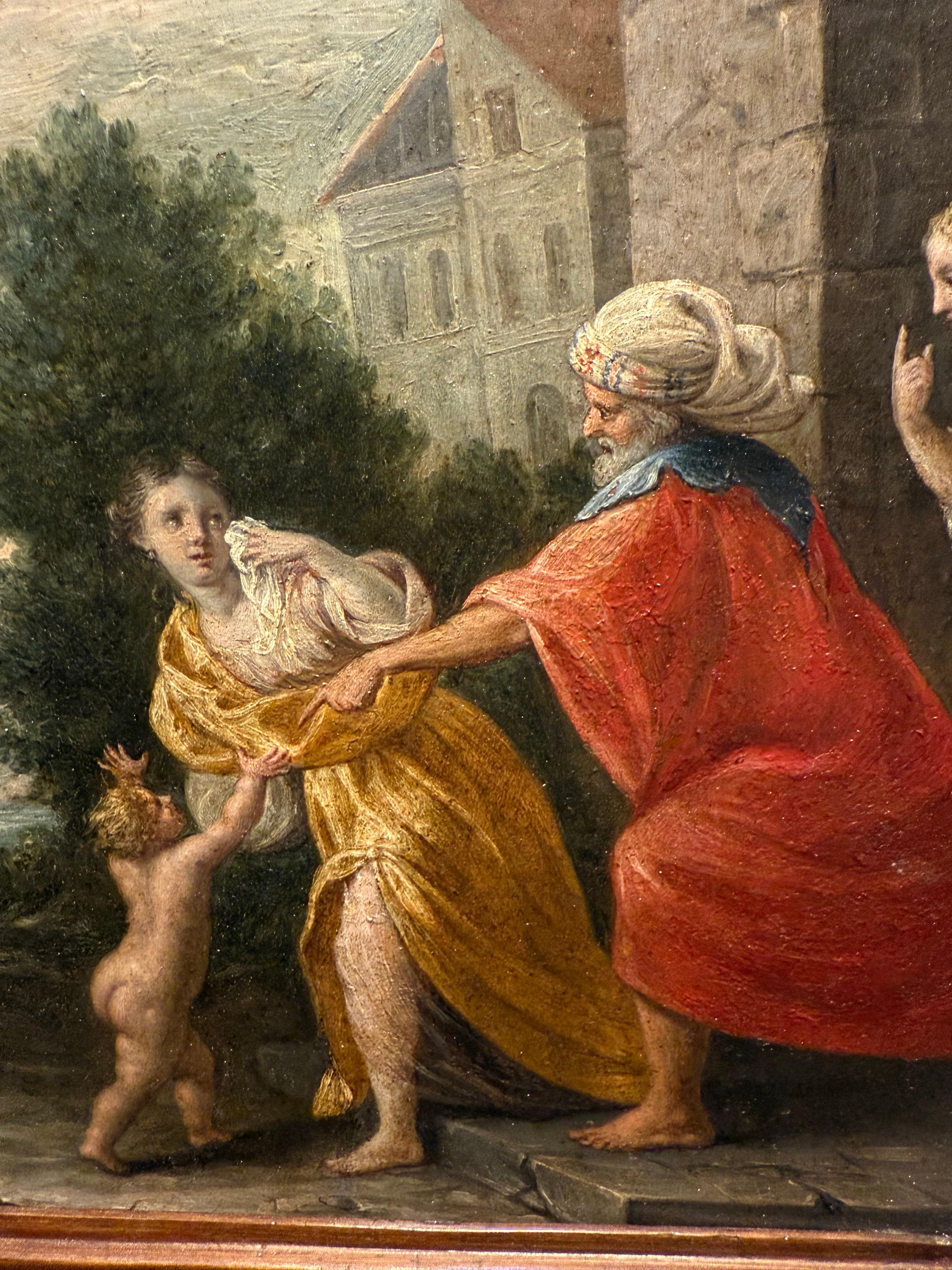 Peint à la main Paire de peintures à l'huile sur cuivre, écoleologne, 18ème siècle en vente
