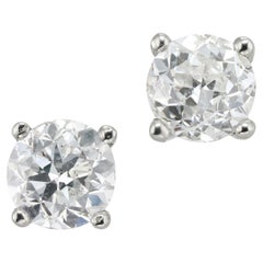 A Pair Of Old Brilliant-Cut Diamond Stud Earrings